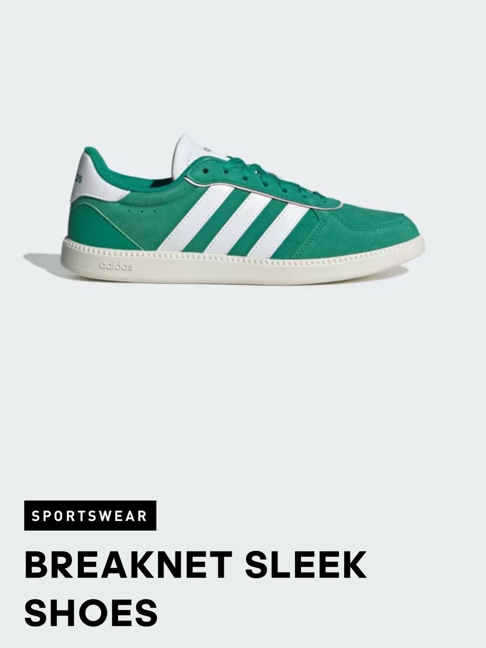 adidas Breaknet Sleek Green and White Low-Top Sneakers